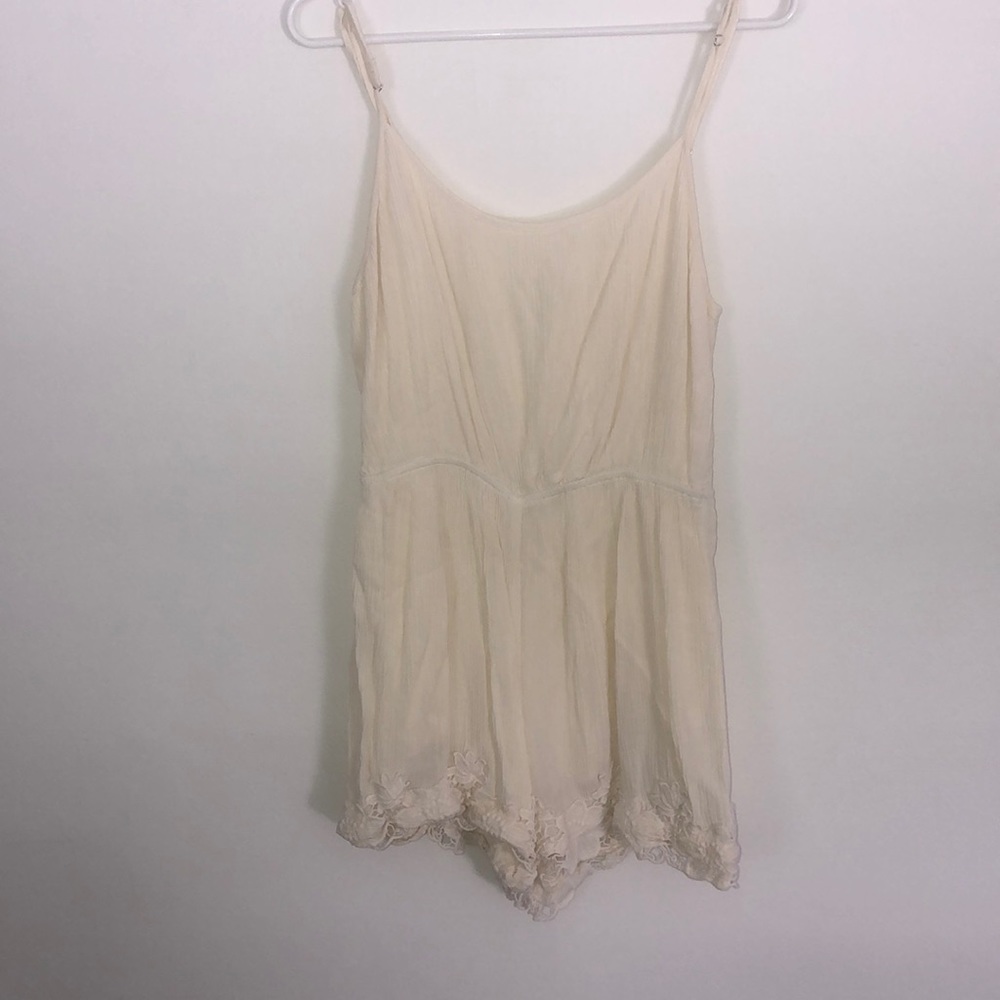 LA Hearts Cream romper with embroidered bottom